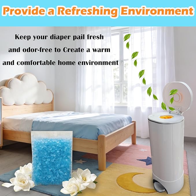 14 Pack Diaper Pail Odor Absorber Refills for Munchkin Step and Pall Diaper Pails, Odor Eliminator Filter Refills for Puck Baking Soda Cartridge (Gardenia)