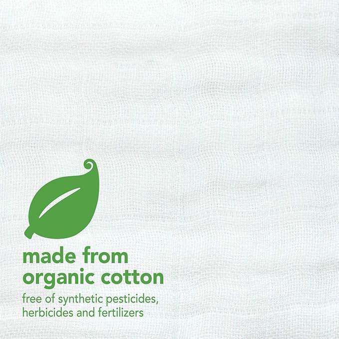 Green Sprouts Absorbent Organic Cotton Muslin Bibs, 0-12mo Hypoallergenic, STANDARD 100 by OEKO-TEX Certified, Tested for Hormones