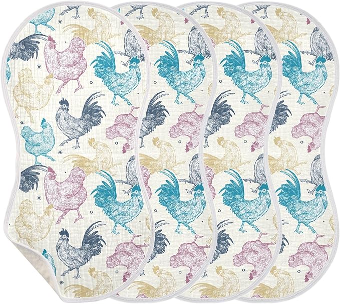 vvfelixl Burp Cloths Chicken Collection for Baby Boy Girls Baby Washcloths Burp Rags 1 Pack Beige