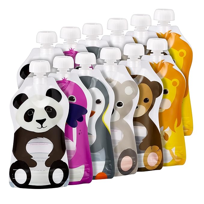 Squooshi The Original Filling Station — Baby Food Pouch Filler + 12 Reusable Baby Food Pouches | Design Patented | BPA Free | Refillable for Yogurt, Applesauce & Puree | 5oz