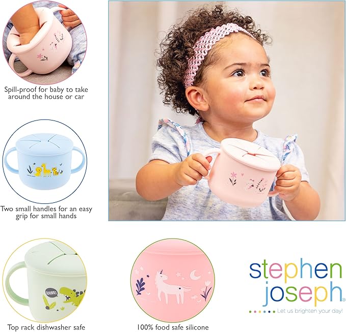 Stephen Joseph, Silicone Snack Cup, Snack Cups for Babies and Toddlers, Elephant, Medium
