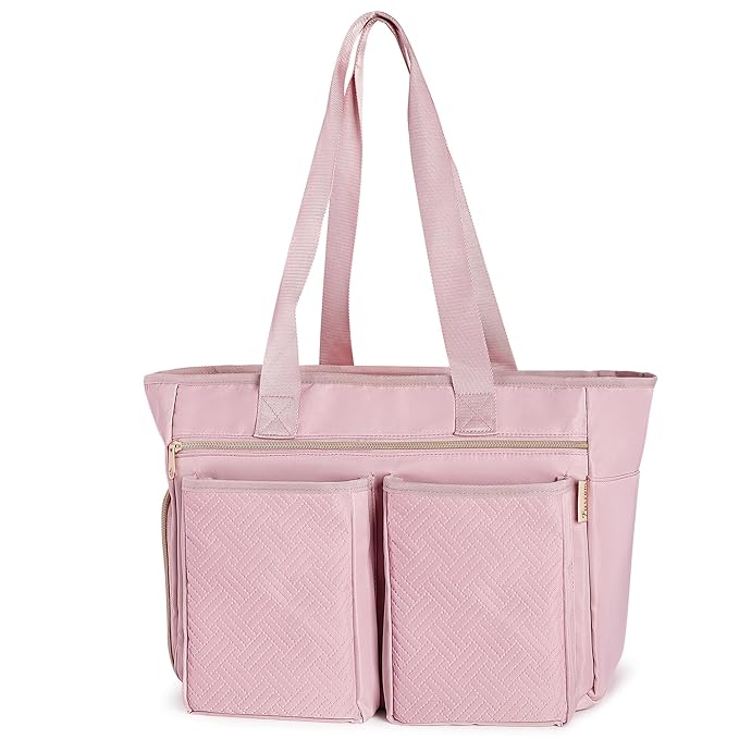 Fasrom Wearable Breast Pump Tote Bag Compatible with Medela Pump in Style and Accessories, Pumping Bag with 15.6” Laptop Sleeve for Work Moms to Carry Pump Parts, Pink (Patent Design, Empty Bag Only)