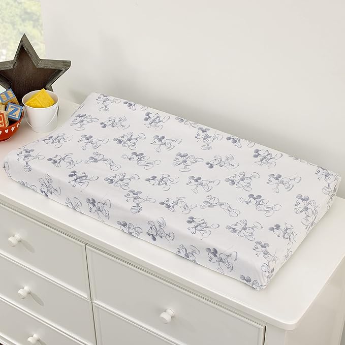 NoJo Disney Mickey Mouse - Call Me Mickey White and Blue Super Soft Changing Pad Cover