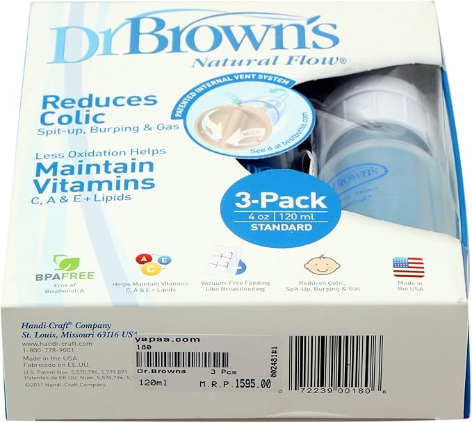 Dr. Brown's Natural Flow BPA Free Polypropylene Bottles, 4 oz 3 ea
