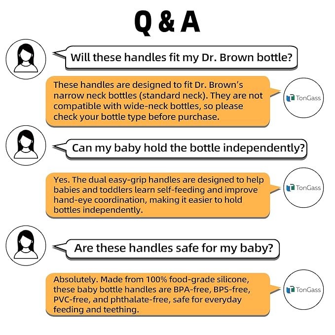 (3-Pack) Bottle Handles for Dr Brown Baby Bottles with Easy Grip Handles to Hold Their Own Bottle - BPA-Free Soft Silicone (White Pink Orange)