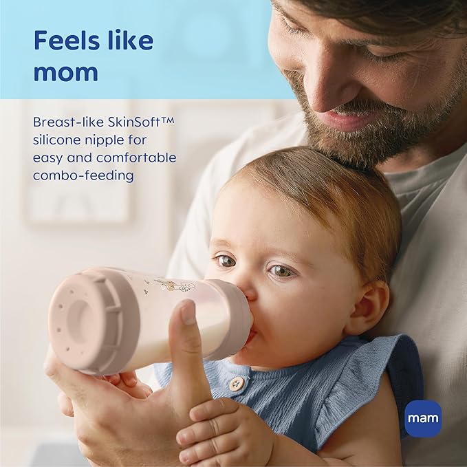 MAM Baby Bottle Nipple Mixed Flow Pack, Slow Size 1 and Medium Flow Size 2 for Babies 0+ Months, Skin Soft BPA Free Silicone, 94% Nipple Acceptance, Fits All MAM Bottles, 4 Pack, Made in Europe