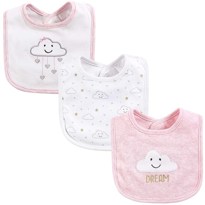 Hudson Baby Unisex Baby Cotton Bibs, Pink Cloud, One Size