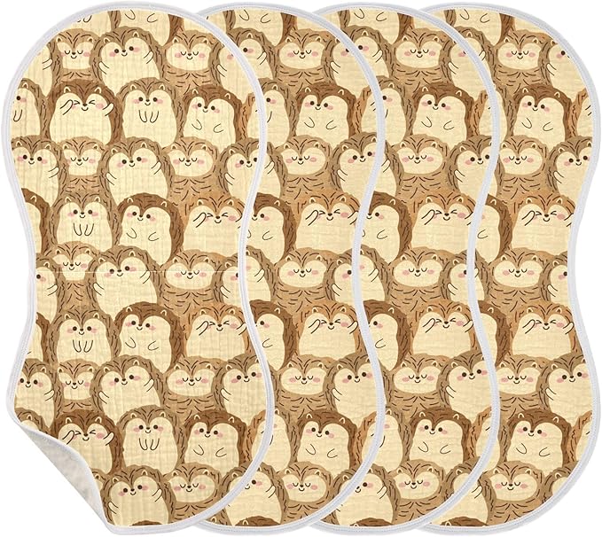 vvfelixl Baby Burp Cloths Cute Hedgehog Baby Newborn Cotton Burping Cloths Set Baby Washcloths 4 Pack