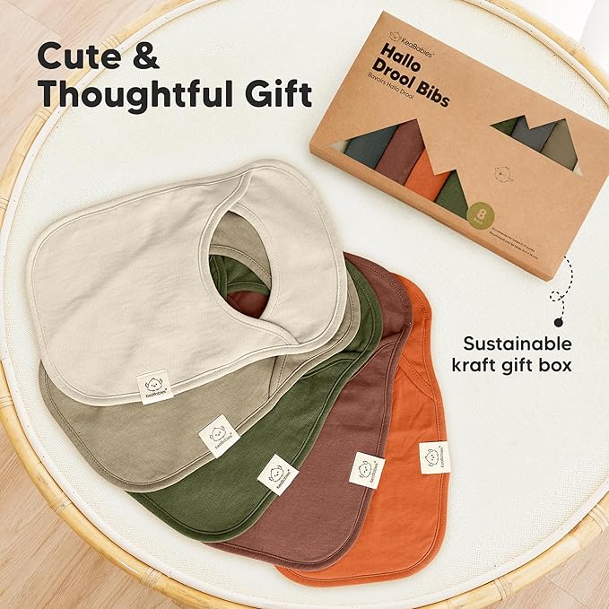 KeaBabies 8-Pack Bibs for Baby Girl, Boy - Pullover Large Baby Bibs for Drooling and Teething Infant, Newborn, Soft & Absorbent Organic Cotton, Long Torso Coverage Keep Toddler Clean & Dry (Eclipse)