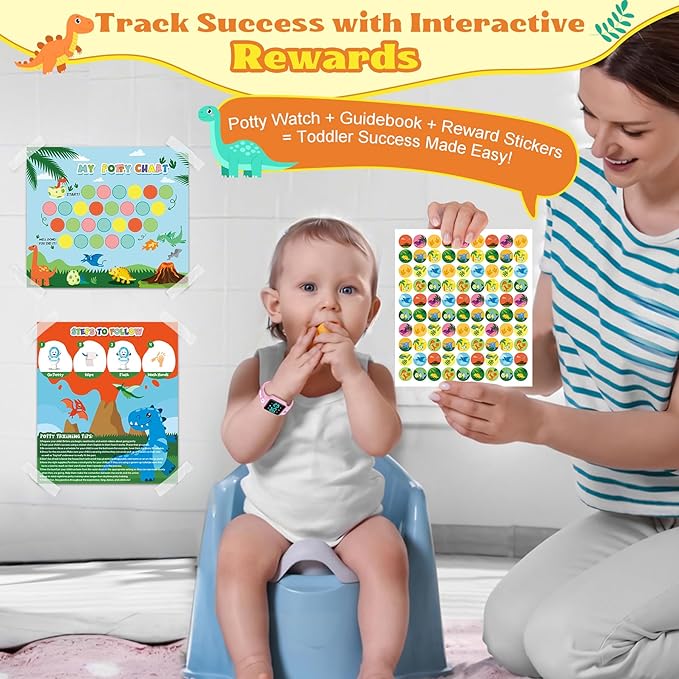 Toddler Potty Training Set – Potty Training Watch with Musical/Vibration Alerts, Fun Board Book, Progress Chart & Reward Stickers – Interactive Toilet Learning Kit for Boys and Girls Ages 2-5