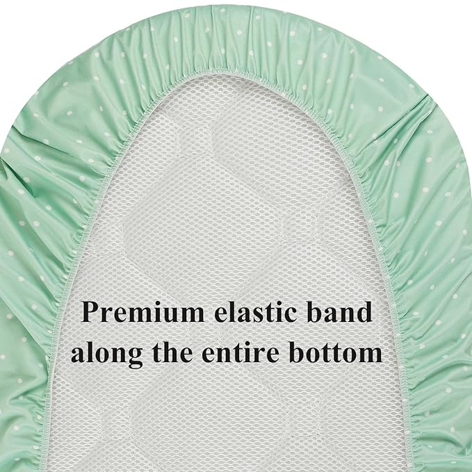Waterproof Bassinet Sheets, No Need for Bassinet Mattress Pad Cover, 2 Pack Stretch Jersey Knit Super Soft fit for Cradle Oval Rectangle Hourglass Mattress Green Botanical Leaf & Dots