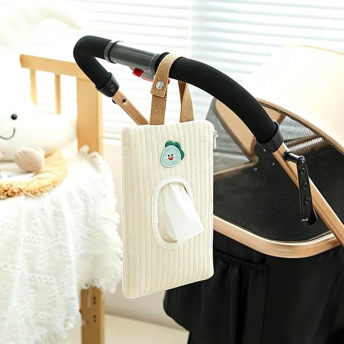 Quilted Baby Wipe Holder Floral Diaper Pouch Portable Quilted Wipes Bag for Car, Stroller
