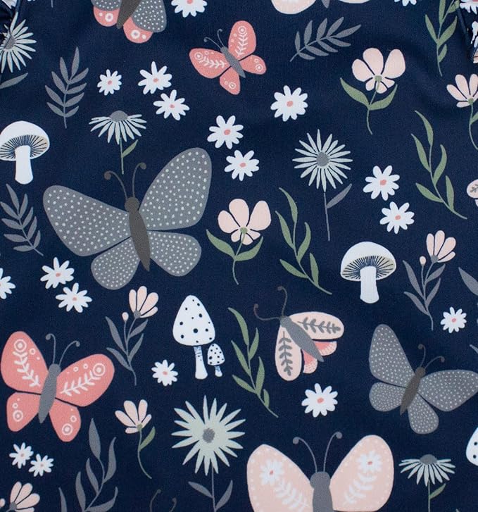 BapronBaby Butterfly Garden Wet Dry Bag - Waterproof Two Zipper Pocket - Reusable for Mealtime, Diapers, Stroller, Snacks, Swimsuits - Machine Washable - 11" x 9"