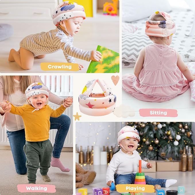 Baby Helmet for Crawling Walking,Head Protector for Infant No Bumps Soft Cushion Toddler Safety Headguard Adjustable Protective Cap
