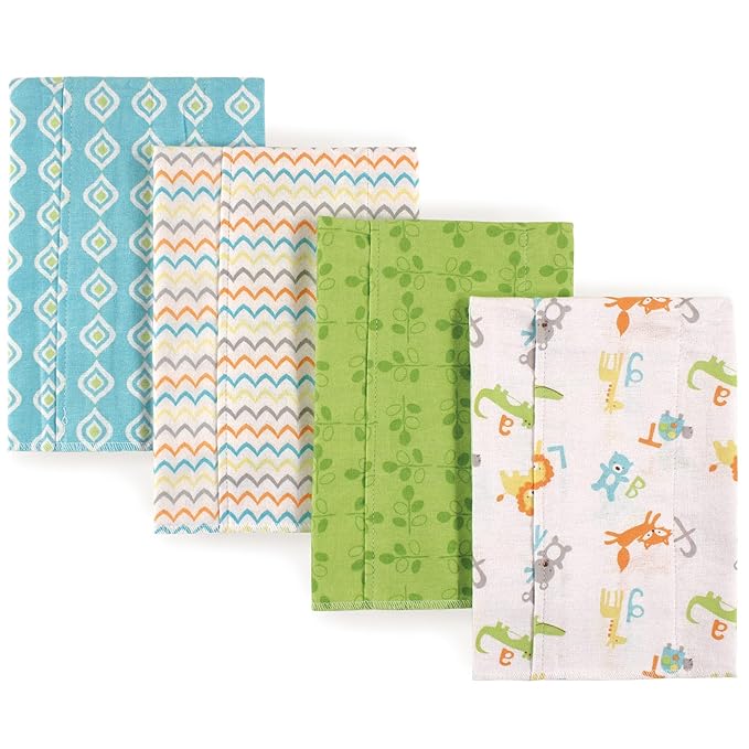 Luvable Friends Cotton Poly Flannel Burp Cloths Multipack, ABC 8-Pack, One Size