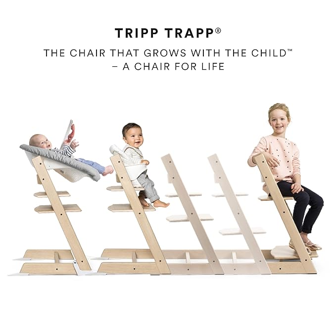 Tripp Trapp Chair from Stokke, Whitewash - Adjustable, Convertible Chair for Toddlers, Children & Adults - Convenient, Comfortable & Ergonomic - Classic Design