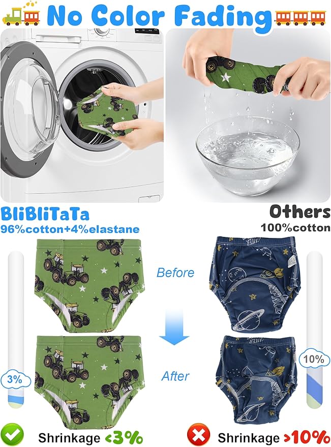 Boys Potty Training Underwear Pee Pants Cotton Absorbent Leak Resistant 4-Pack For Toddler 2t 3t 4t 5t 6 7 8 10
