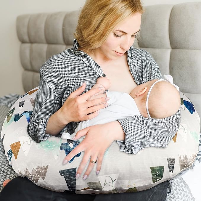 TANOFAR Nursing Pillow Cover, Neutral Breastfeeding Pillow Slipcover for Baby Boys & Girls, Ultra Soft Comfortable Newborn Nursing Pillow Case, Breathable & Washable, Adventure Mountain
