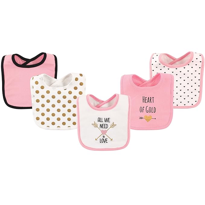 Hudson Baby Unisex Baby Cotton Bibs, Heart, One Size
