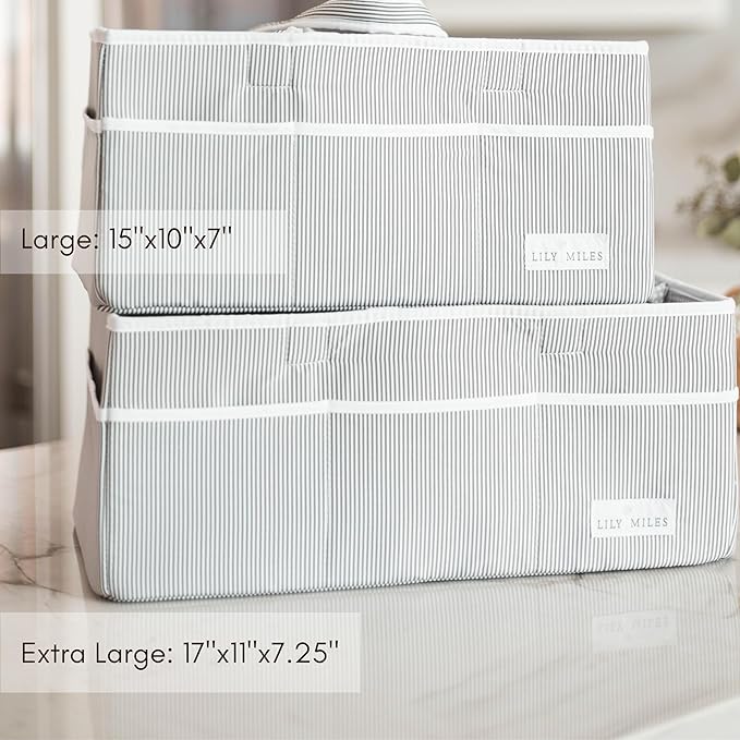 Lily Miles Extra Large Diaper Caddy - Bundle of 2 - Caddy Organizers for Baby Diapers, Wipes or Essentials