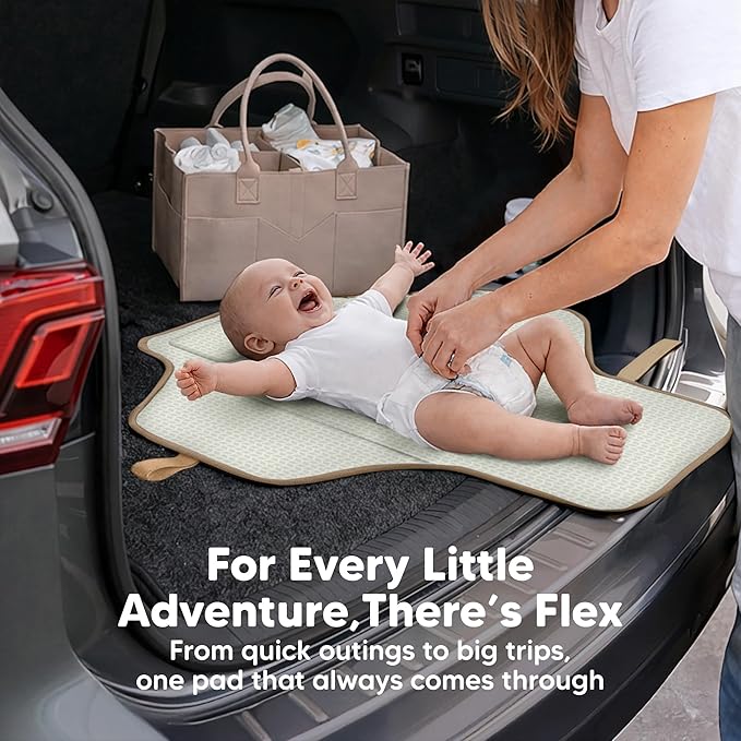 KeaBabies Portable Changing Pad for Baby, Travel – 26 x 21 Wipeable, Waterproof, Foldable Baby Diaper Changing Mat for Diaper Bag, Caddy, Car, Bed, Newborn, Compact Changer Mat Station (Rainbow)