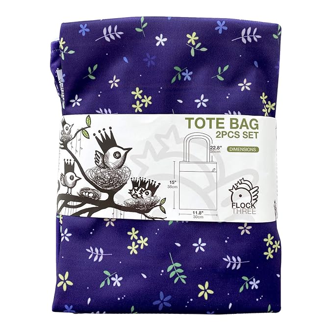FLOCK THREE 2pcs Wet Dry Bag Waterproof Tote Reusable Wet Clothes Baby Diapers Stroller Swimsuit Travel Small Larger Electronics Toiletries Pouch Flower