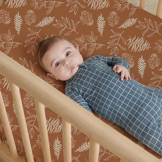 BROLEX Baby Fitted Crib Sheets: Kid Crib Sheets - Set of 2 for Toddler Standard Size Crib Mattress for Boys and Girls - Jersey Knit Crib Bed Sheets Squirrel&Foliage