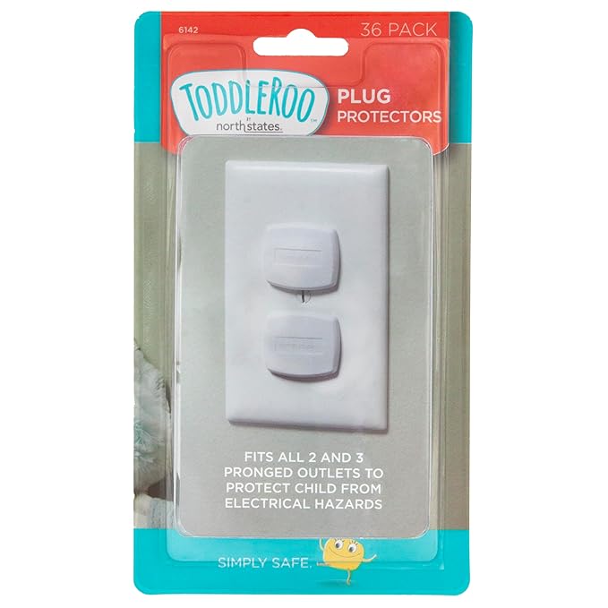 Toddleroo by North States Plug Protectors | Fits Two and Three pronged outlets for Quick Coverage in Seconds | Baby proofing with Confidence 36 Count (Pack of 2), Soft White