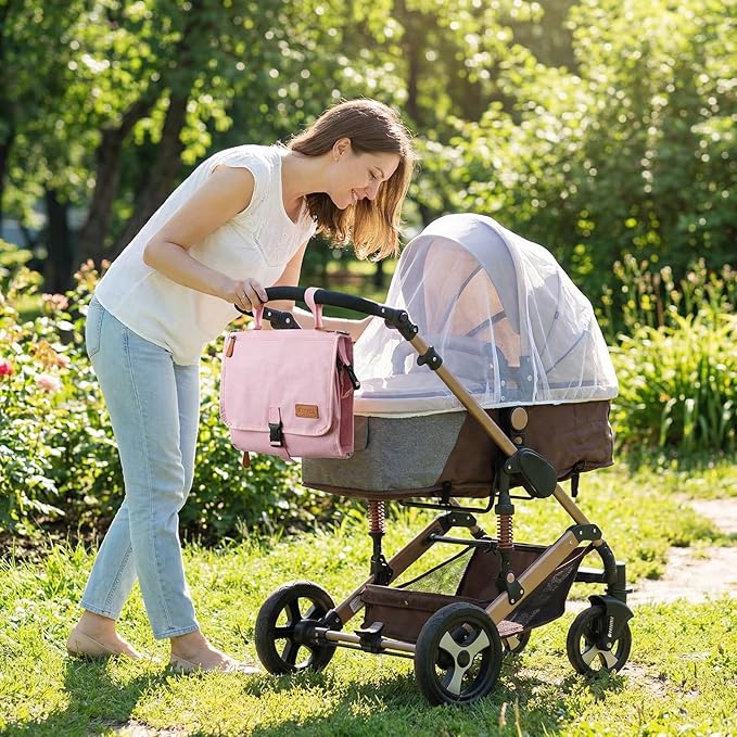 UBRAVOO Portable Diaper Changing Pad - Baby Diaper Changer Travel Bag with Wipes Pocket, Smart Design Portable Changing Mat, Infant Travel Station Kit, Gift for Newborn Girl & Boy (Pink)