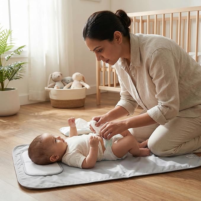 Hamur Home Portable Changing Pad – Waterproof, Washable & Easy Wipe Clean, Foldable Travel Baby Changing Mat for Diaper Bag, Compact & Lightweight, Must-Have for Newborns (Solid Green)