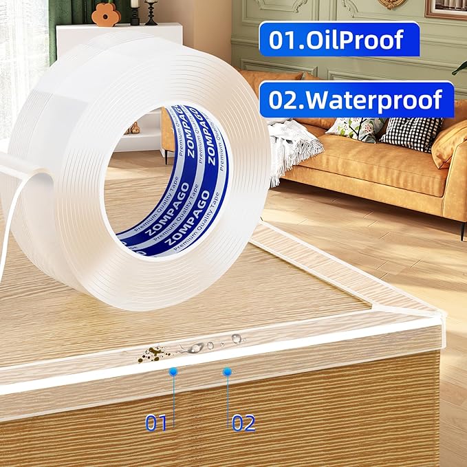 ZOMPAGO Clear Soft Corner Protectors for Baby Safety Furniture Strip 1.2in(W) x9.84FT(L), Sharp Edge Table Corner Bumpers, Wall Corner Guards, Baby Proof Corner Protectors for Cabinet & Window Edge