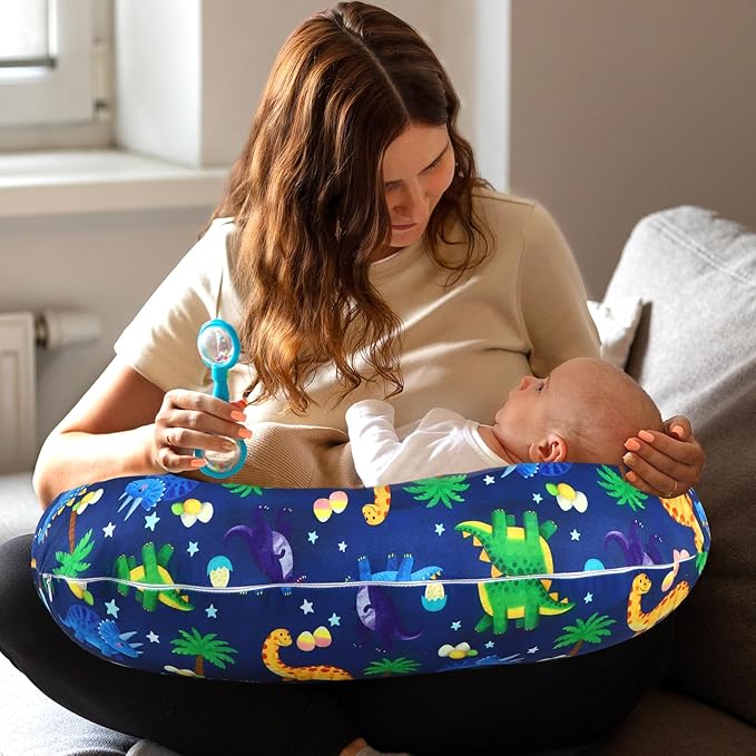 Hooyax Waterproof Nursing Pillow Cover, Stretchy Nursing Covers for New-Designed Breastfeeding Pillows, Adorable Infant Feeding Pillow Slipcover for Baby Boy and Girls (Dinosaur)