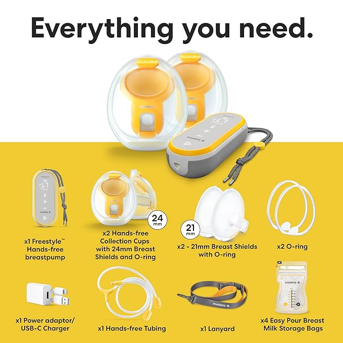 Medela Freestyle Hands-Free Double Electric Breast Pump with Wearable Cups, Rechargeable Battery, App Connectivity, Portable and Discreet Design