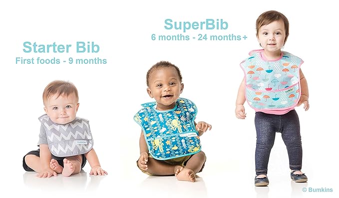 Bumkins Bib for Girl or Boy, Baby and Toddler for 6-24 Months, Essential Must Have for Eating, Feeding, Baby Led Weaning, Mess Saving Waterproof Soft Fabric, SuperBib with Cape, The Flash DC Comics