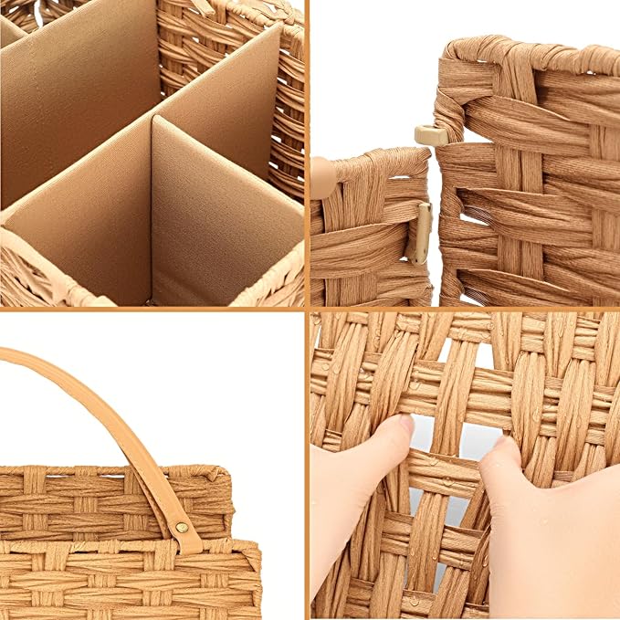 Diaper Caddy Organizer, Hand Rattan Nursery Storage Basket for Baby Essentials, Baby Changing Table Organizer Perfect Nursery Assistant, Easy Assemble (Natural, M)