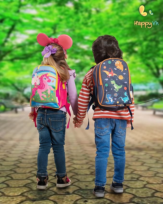 HappyVk Backpack with Leash for Kids - Anti Lost Walking Toddler Leash - Unicorn Design - for 1-4 Years Old Girls