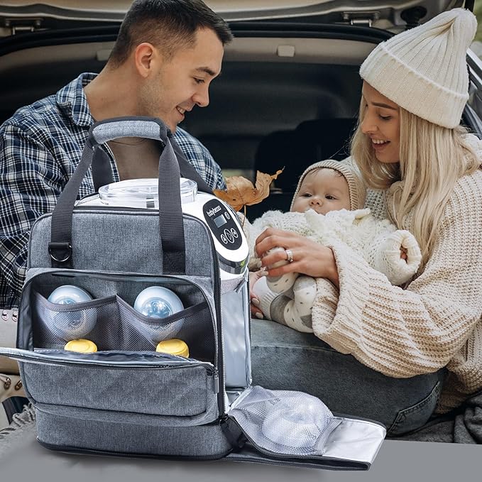 SFYBYHEART Carrying Case Compatible with Baby Brezza Formula Pro Mini Baby Formula Mixer Machine Carrying Bag - Baby Formula Mixer Travel Bag with Pockets for Baby Essential, Pumps, Baby Bottles