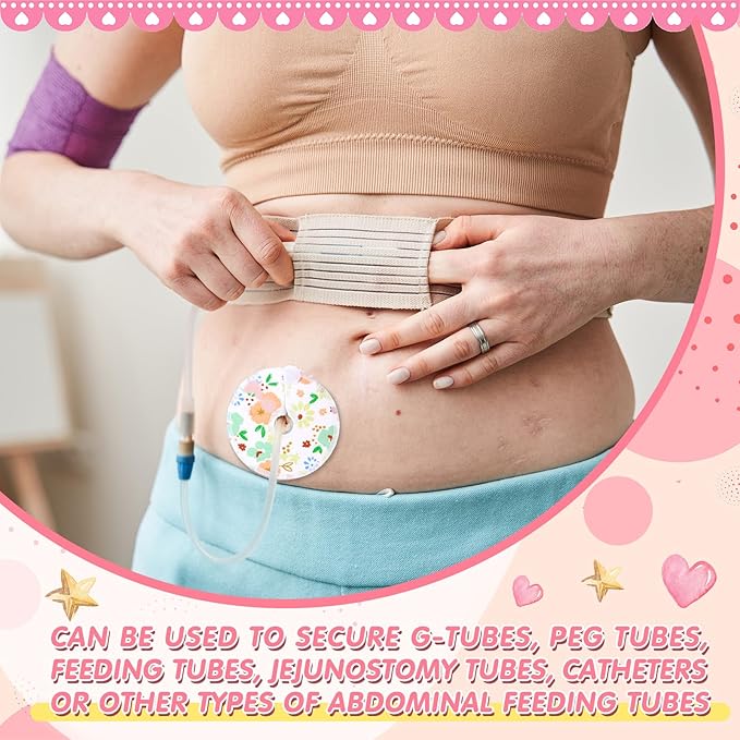 Threlaco 48 Pcs Gtube Button Covers Feeding Tube Pads Holder Abdominal Reusable Accessories Peg Tube Soft Absorbent Breast Feeding Pads Breastfeeding Support Nursing Care Stay Dry(Floral)