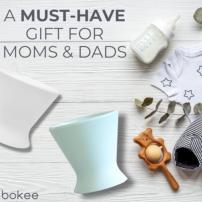 Bökee Baby Bottle Holder and Easy Hands Free Silicone Breast Pump Holder for One Handed Bottle Prep - Light Grey, 1-Pack