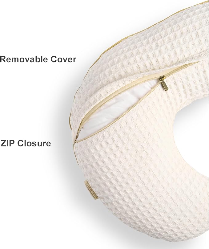 Organic Cover for Nursing Pillow ⢠Premium Quality 100% Cotton Oeko-Tex Standard ⢠Case for Breastfeeding and Bottle Feeding Pillow ⢠Soft and Breathable ⢠Only Cover (Cream Waffle)