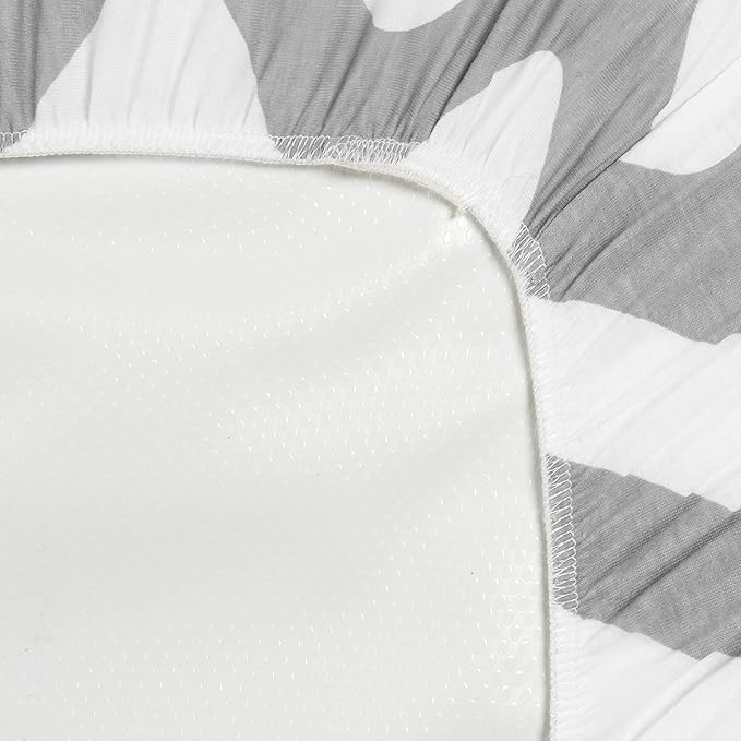 EVERYDAY KIDS 2 Pack Baby Changing Pad Covers for Boys and Girls – Fits Most Changing Table Pads; 100% Cotton Jersey Knit, Breathable, Ultra Soft Changing Table Topper - Gray Moon and Stars + Chevron