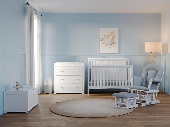 Child Craft Harmony 3-Drawer Dresser with Changing Table Topper, 38" W Nursery Dresser and Changing Station, Smooth Glides, Baby-Safe Finish, Matte White