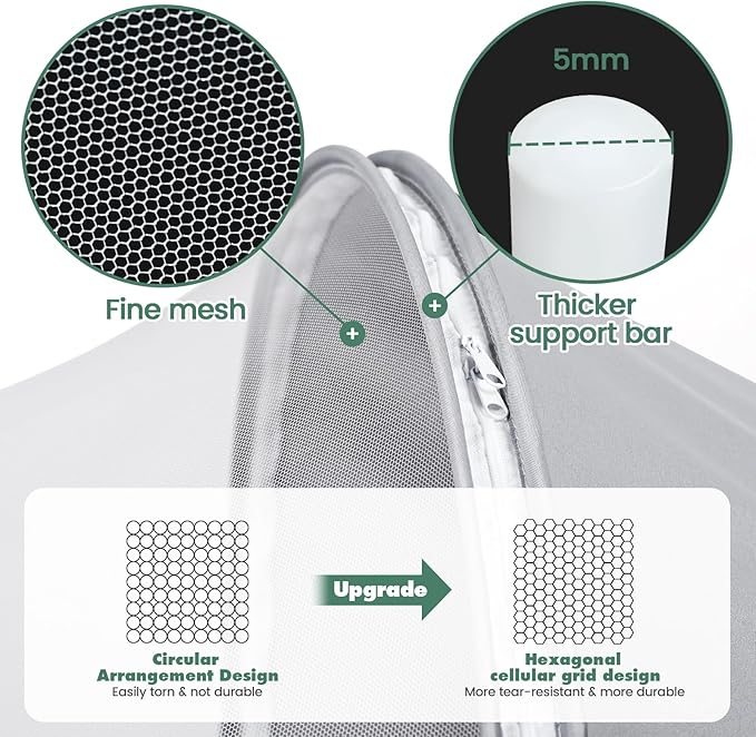 Orzbow Bassinet Cover for Cats - Breathable Mosquito Net Cover for Cradles/Travel Cribs/Mini Cribs, Baby Mosquito Net to Keep Pets Out, Baby Bassinet Accessories, Two-Way Self-Locking Zippers, White