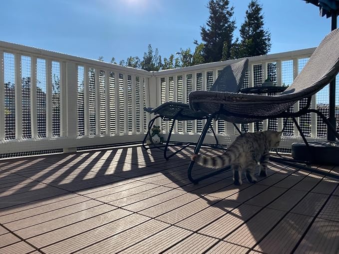 KidKusion Deck Guard | Made in USA | 15' L x 38" H | Natural | Outdoor Balcony, Stair, Deck Rail Net | Child & Pet Safety | Cat Net | Apartment Railing Screen Guard