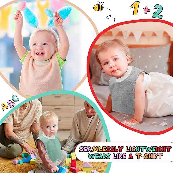 Foaincore 6 Pcs Pullover Baby Bibs Cotton Terry Toddler Absorbent Infant for Feeding and Drooling Towel Bib (Classic Colors)