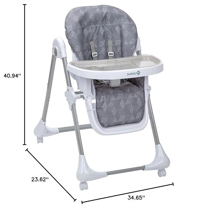 Safety 1st High Chairs for Babies and Toddlers, 3-In-1 Grow and Go with Tray and Adjustable Seat, Monolith