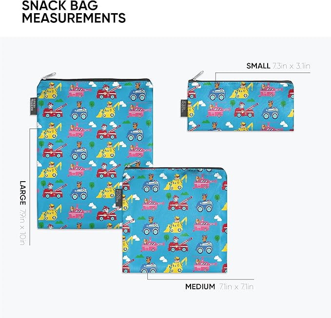 Simple Modern Nickelodeon Viacom Reusable Snack Bags for Kids | Food Safe, BPA & Phthalate Free, Polyester Zip | Washable & Refillable Sandwich Bag | Ellie Collection | 3 pack | Paw Patrol Adventures