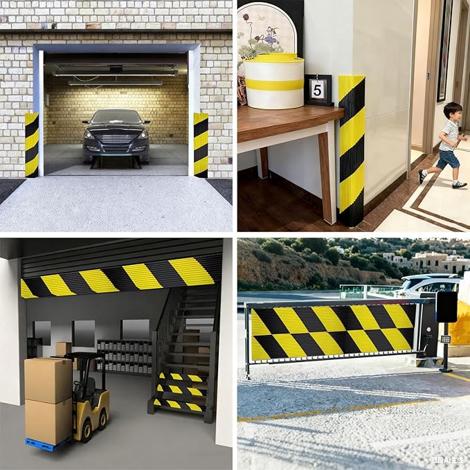 Garage Wall Protector 196.9in/5m, Yellow Black High-Visibility Foam Edge Guard for Car Door, Self-Adhesive 0.39in Thick Bumper Padding, Parking Warehouse Home Furniture (7.9in/20cm Wide)