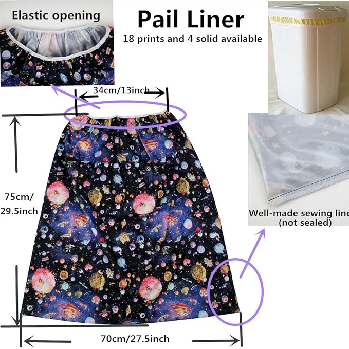 Pail Liner for Cloth Diapers Nappy Inserts Large Laundry Wet Bag Elastic Washable Reusable 27.6in x29.5in (Glasses)