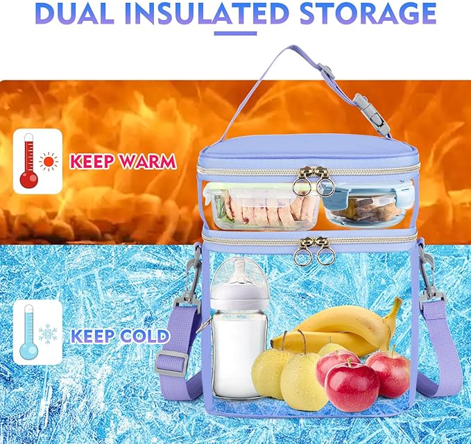 Breastmilk Cooler Bag with Ice Pack, Insulated Baby Bottle Tote Bags Fits 6 Bottles Up to 9 Ounce, Double Layer Breastmilk Travel Carrying Case for Nursing & Working Mom